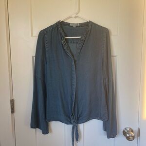 Harper Blue Tie-Front Blouse